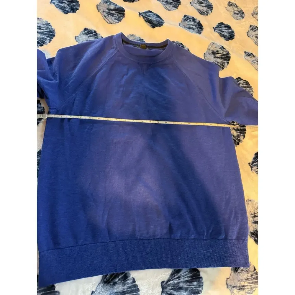 Banana Republic Blue Slub 100% Cotton Sweater Mens XL Crew Neck Longsleeve Soft